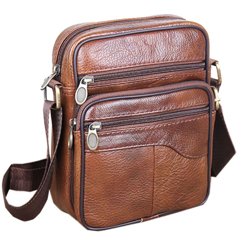 Genuine leather 2024 man bag