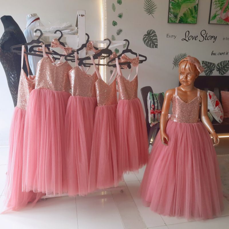 Old rose 2024 gown for kids