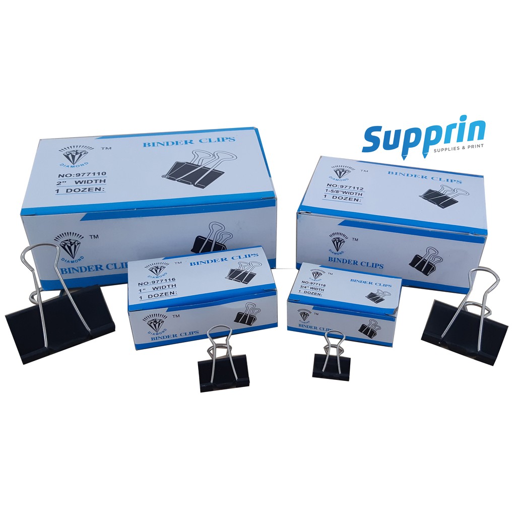 Binder Clips, 12 pcs, One (1) box