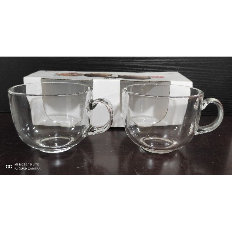 Clear Glass Mugs, 18 oz. 2 Pcs