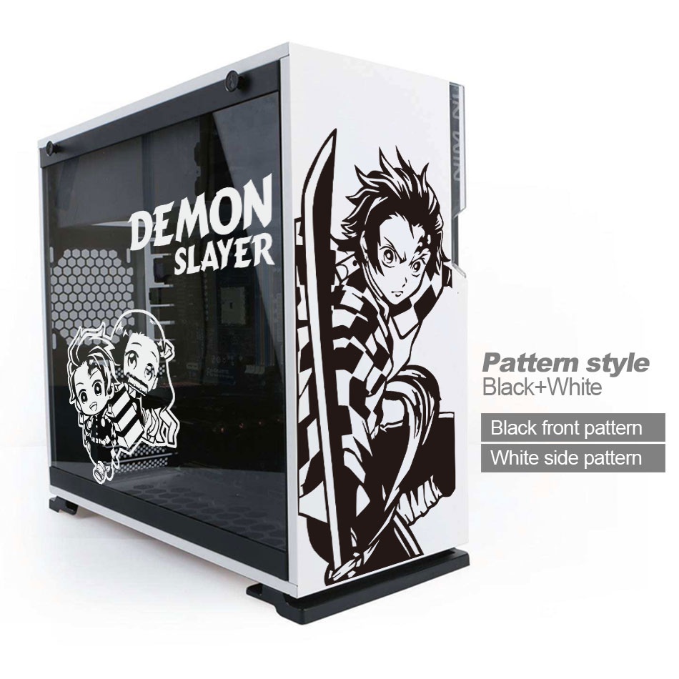  Anime Stickers for PC Case, Vinyl Decor Decal for ATX Mid Tower  Computer,Gaming Case Decorative,Waterproof Easy Removable,PC Hollow Out  Sticker (Black and White) : Electronics