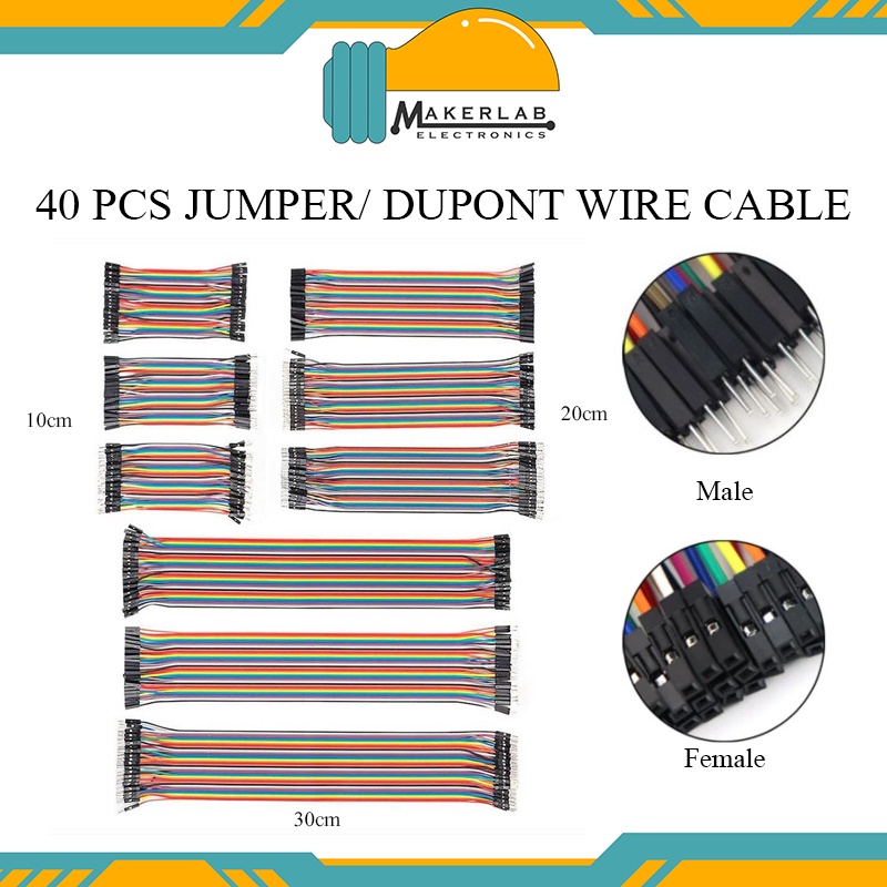 10PCS 4P Dupont Line 4P Pins 2.54mm Pitch Female to Female Dupont Cable  Connector Multicolor Jumper Wire for Breadboard 20CM