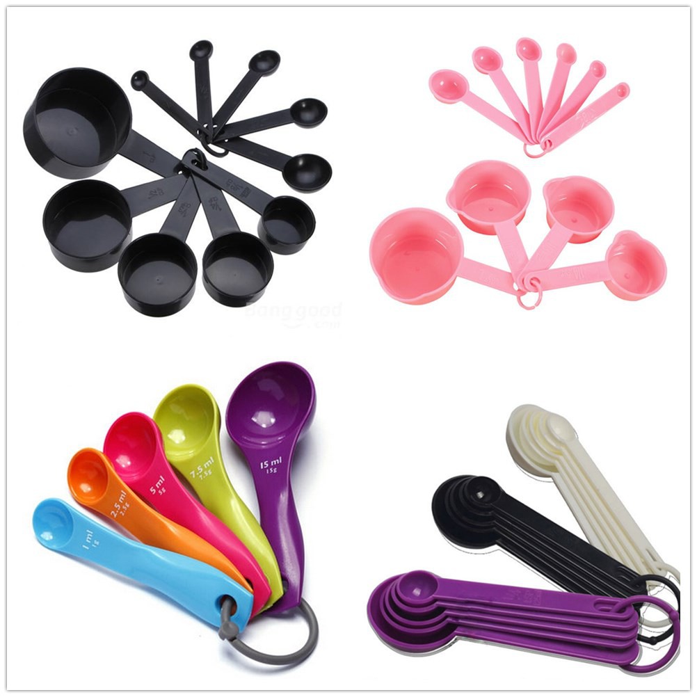 10pcs/set Measuring Spoons Kitchen Cook Black Plastic Teaspoon Scoop  Measuring Spoons Cups Measuring Set Tools Kitchen Tools