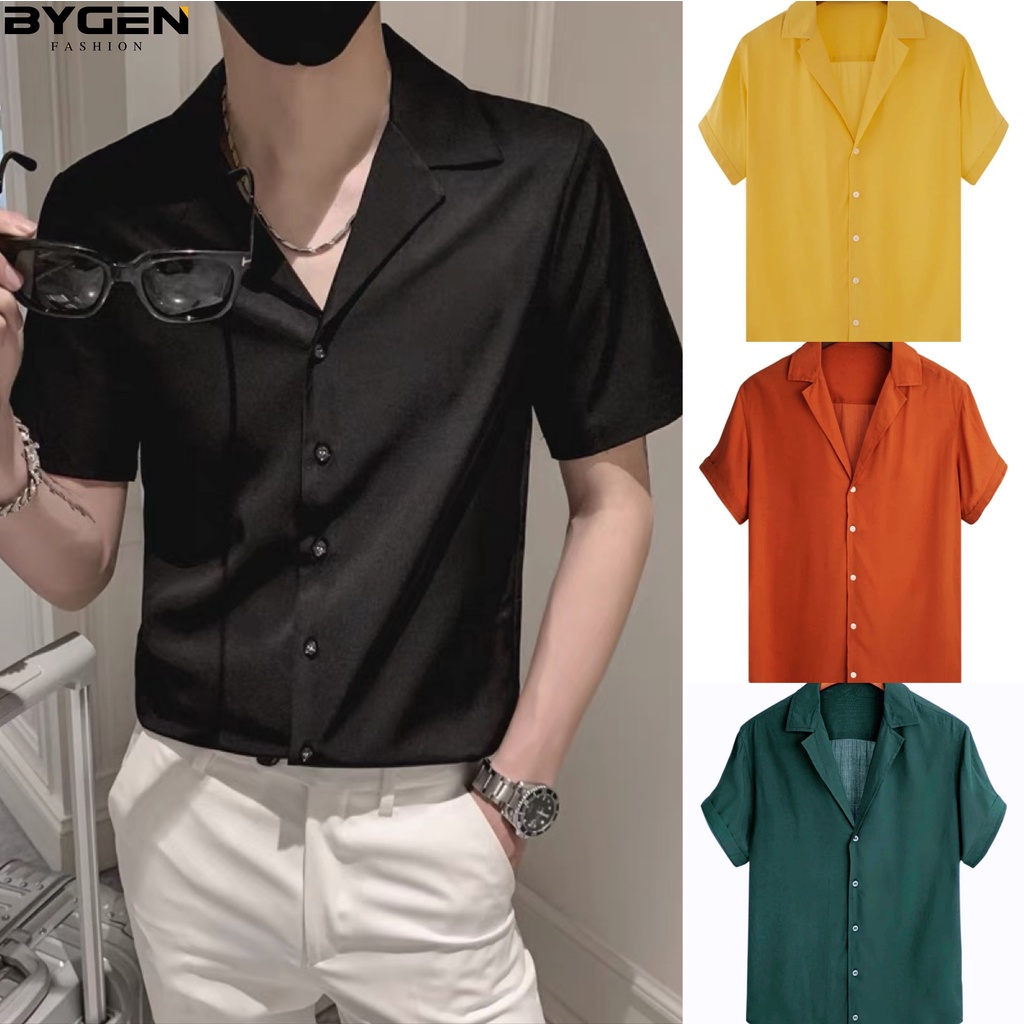 Plain short sleeve polo shirts for men black/white shirt Korean