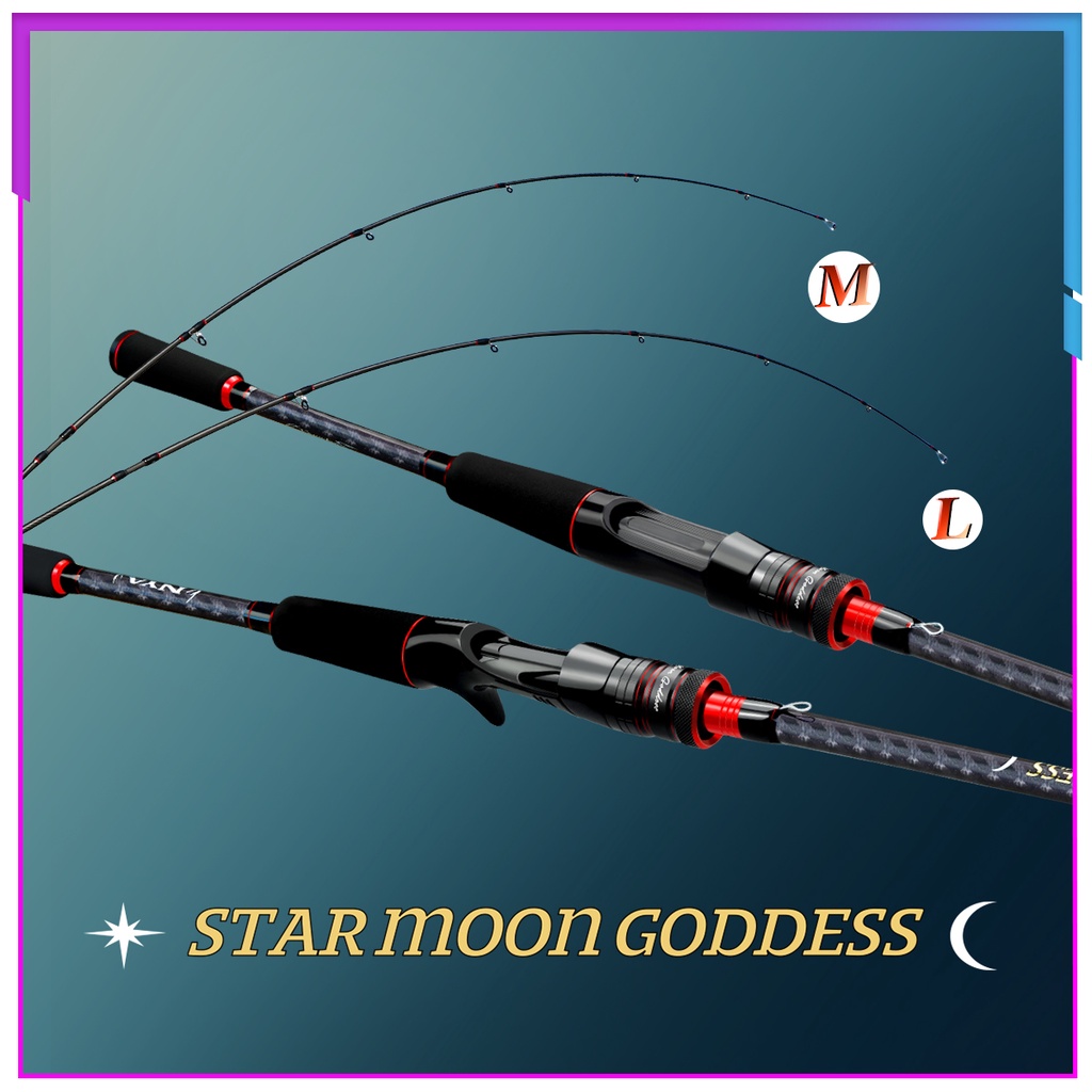 NYA】Star Moon Goddess5-18lb 1.68M(5.5ft)/1.8M(6ft) 2 tip【M&L】 Super cost  performance All Waters Fishing Rod Full Carbon Spinning Baitcasting Rod  Medium Light Fishing Rod Seawater/Freshwater Fishing Rod