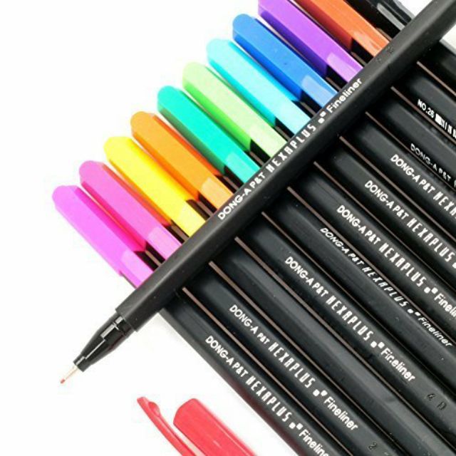 DONG-A Hexaplus Fineliner Pen, 0.4mm, 10 Color Set