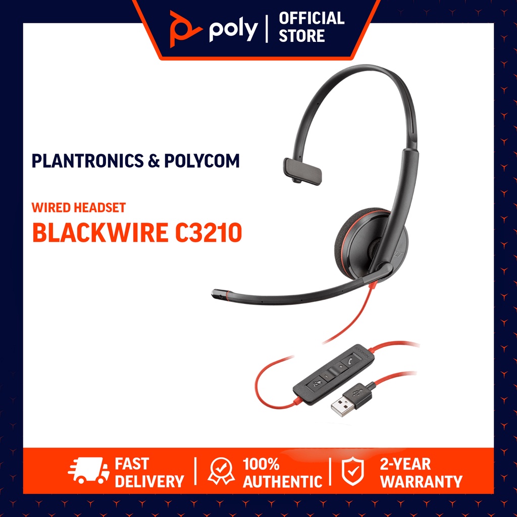 Poly Plantronics Blackwire C3210 3210 USB A Wired Headset Single