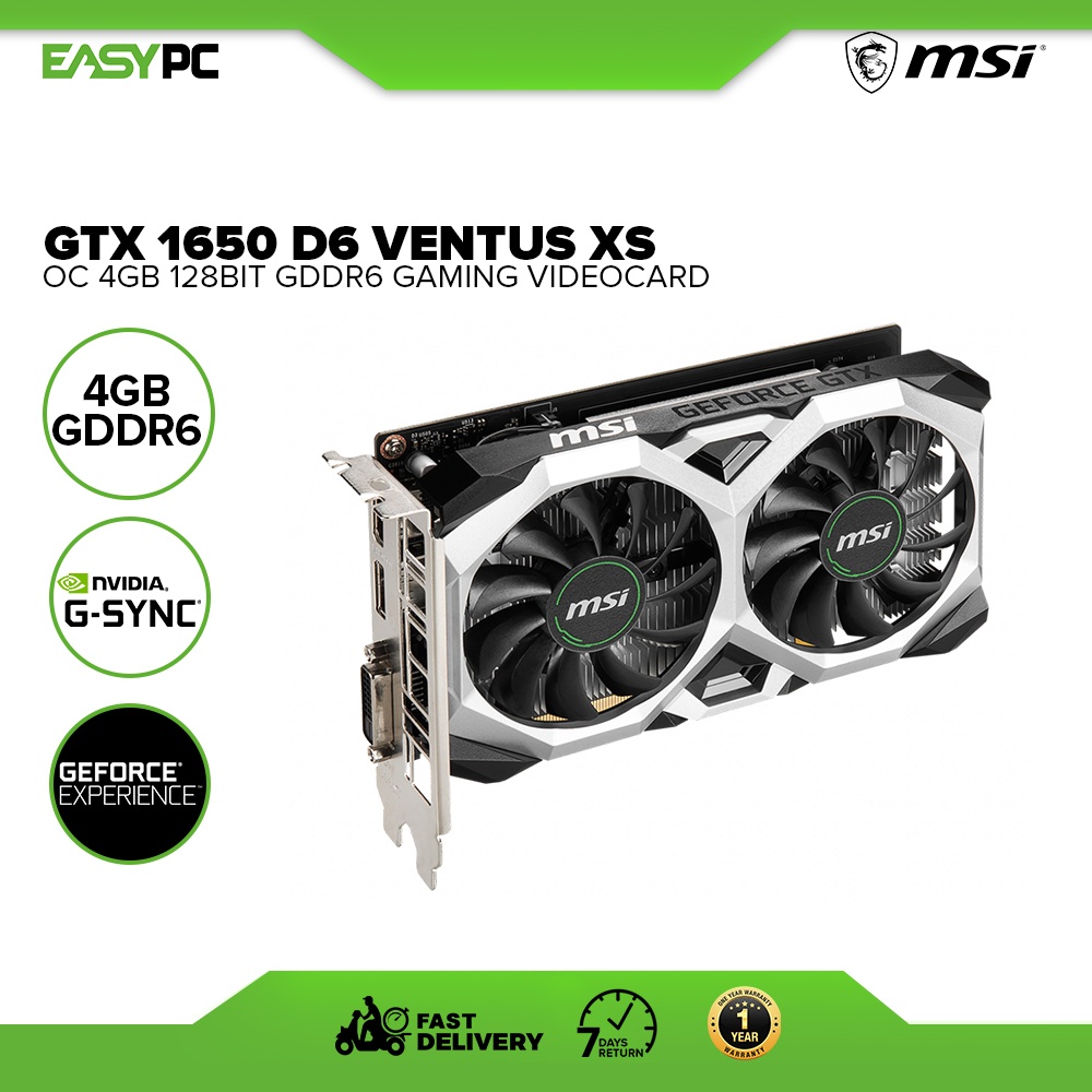 EasyPC| MSI Gtx 1650 D6 Ventus XS OC/ D6 Ventus XS OC V3 4gb