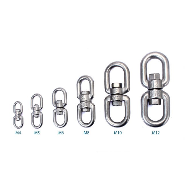 2+1 Heavy Duty 304 Stainless Steel Swivel Ring Double Ended Swivel Eye Hook  with