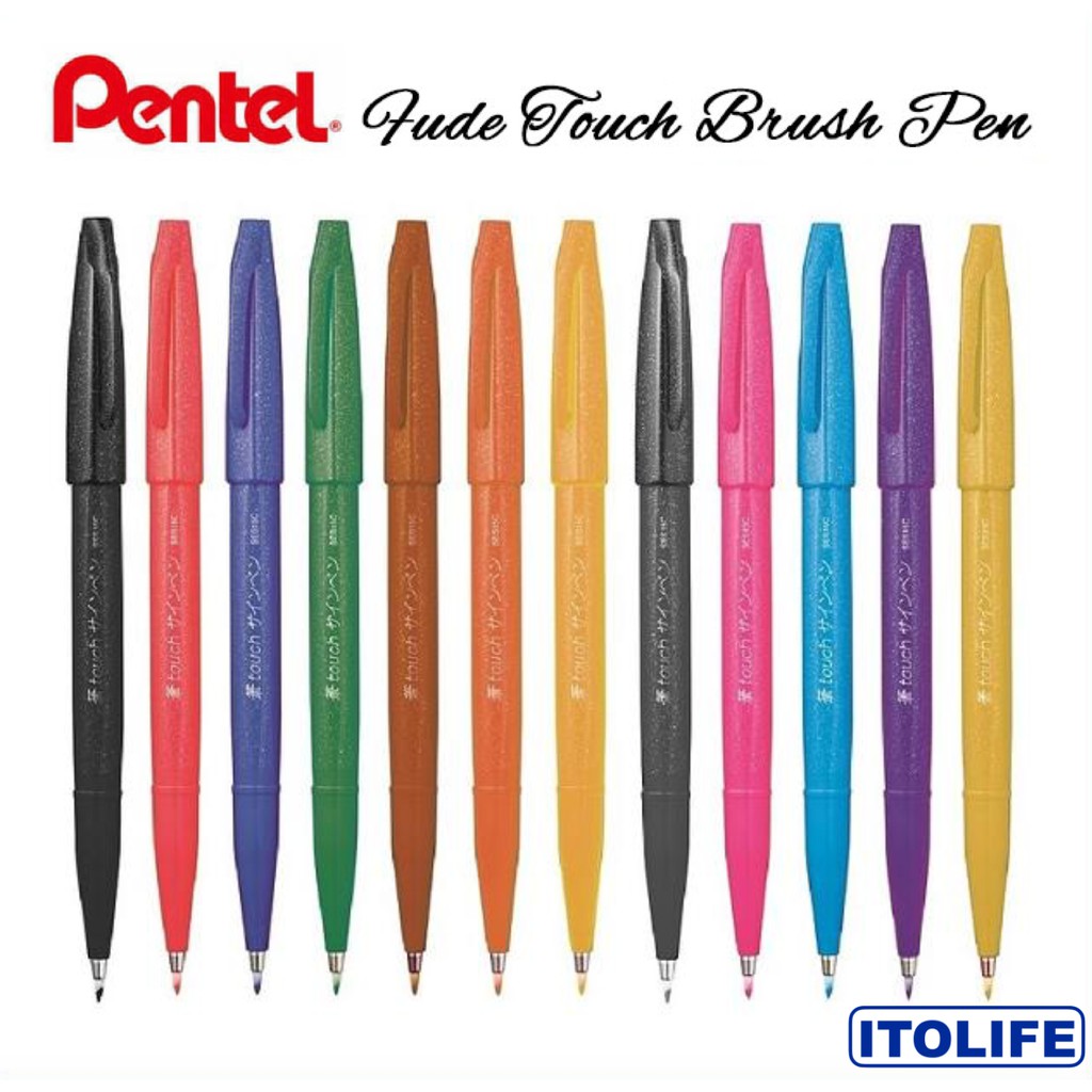 Pentel Fude Touch Brush Pen Bright Colours (Set or Single) • Miso