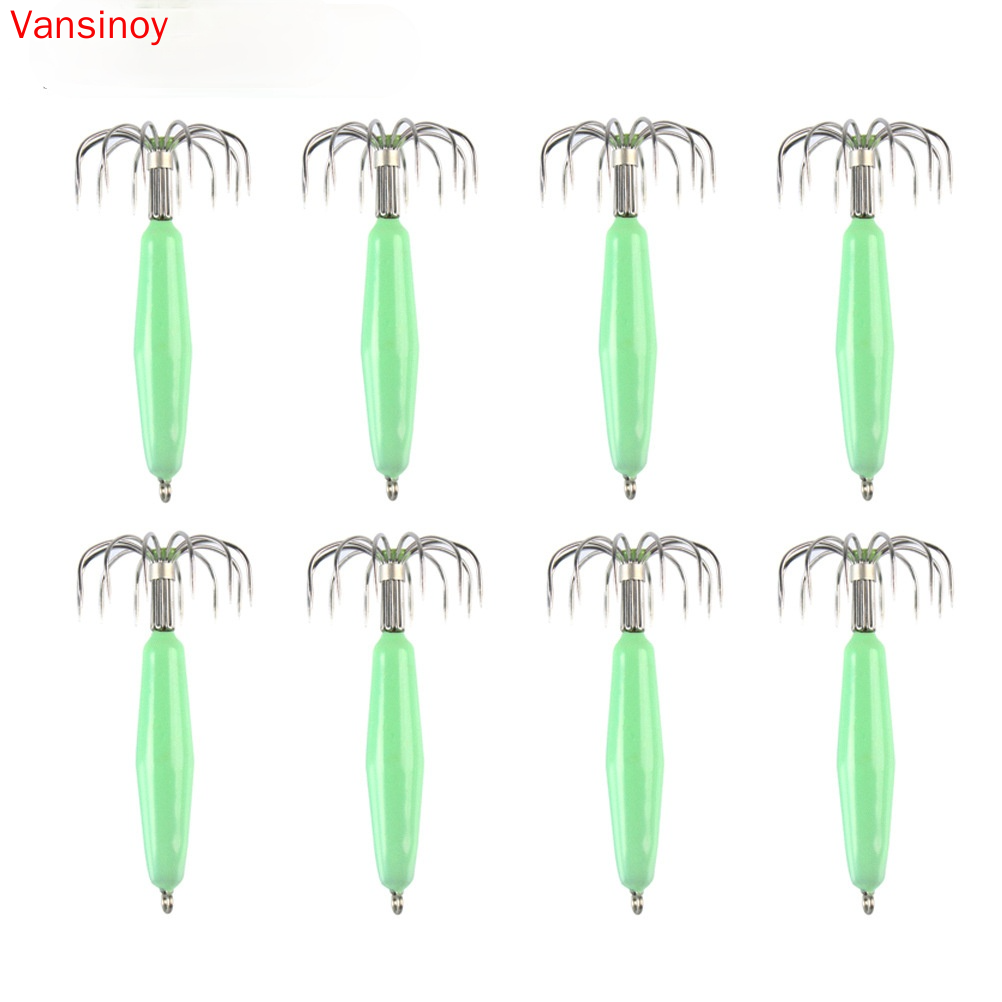 Stainless Steel Luminous Squid Hook Without Barb 12 Needle Blowpipe Umbrella  Hook Eight Claw Fish Hook Squid Fishing Hook