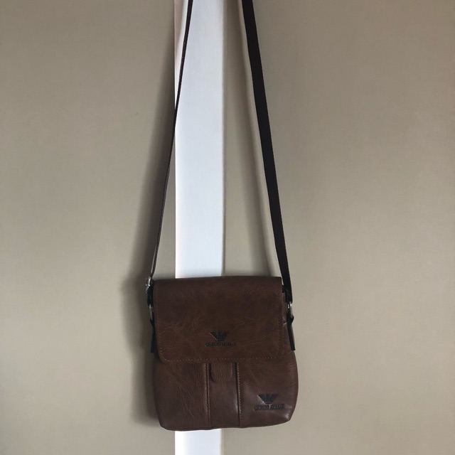 Giorgio Armani Leather Messenger Bag Shopee Philippines