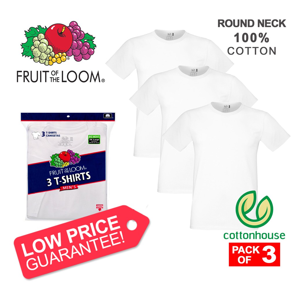 Pack of 3 Fruit of the Loom T shirt 100% Cotton Plain T-shirT Men Women  T-Shirt