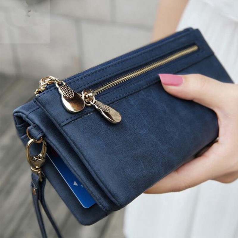 High Capacity Fashion Women Wallets Long Dull Polish PU Leather Wallet Female Double Zipper Clutch Coin Purse Ladies Wristlet Shopee Philippines