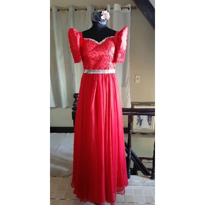 Red best sale filipiniana dress