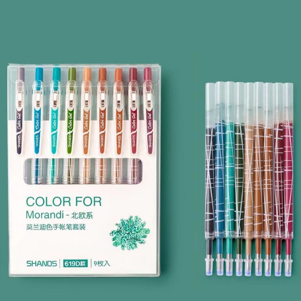 9Pcs/set Morandi Color Gel Pen 0.5mm Refills Rod Kawaii Painting Graffiti  Pen for Student School Supplies Office School Pens in 2023