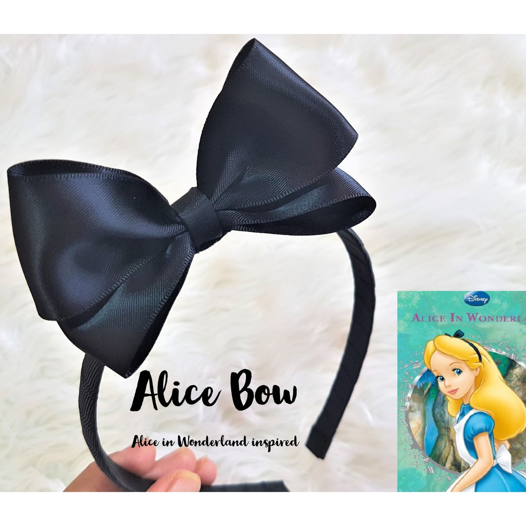 ALICE IN WONDERLAND Black Bow Headband Hair Accessory, Alice in