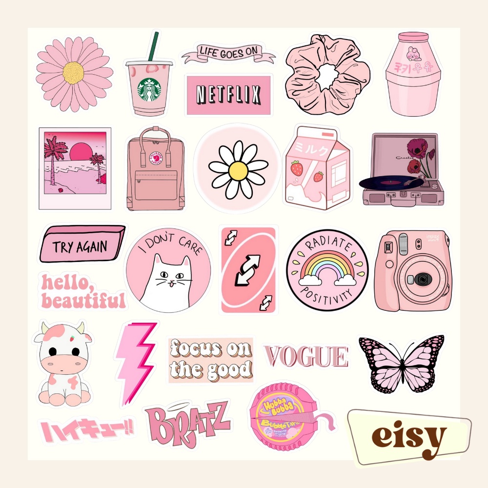 UK Seller VSCO Stickers 50Pcs Pink Aesthetic stickers for hydro