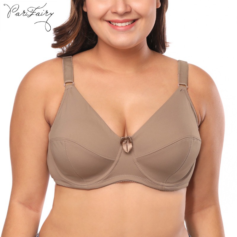 PARIFAIRY Women's Bra Plus Size Full Cup Bra Solid Color Seamless