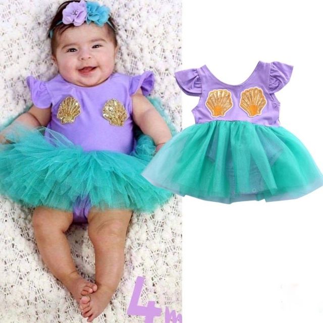 Baby Girl Mermaid Dress Birthday Romper Shopee Philippines