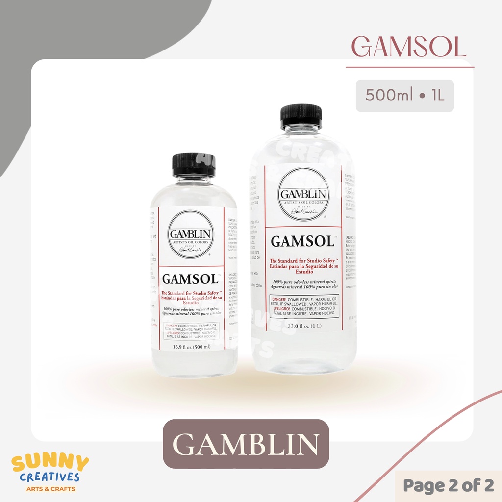 GAMBLIN Gamsol Odorless Mineral Spirits Bottle, 500ml/1L [PAGE 2