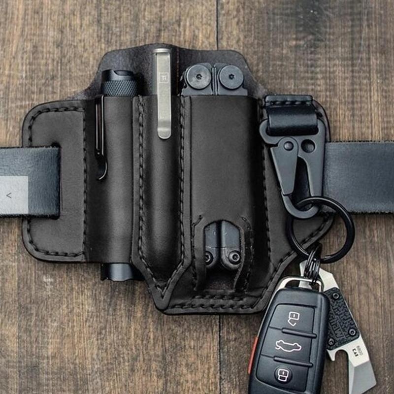 Multifunction Belt Sheath, Men's Leather Edc Pocket Organizer