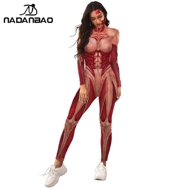 NADANBAO Women Sexy Tight Jumpsuits Attack On Titan Annie Leonhart Cosplay Costume Adult 3D Printing