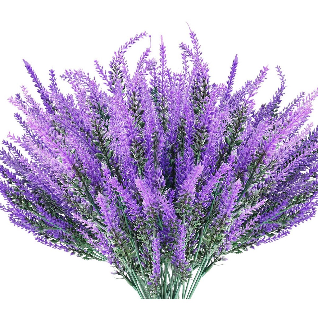 Artificial Lavender Flowers Outdoor Fake Plants Faux Plastic UV Resistant  Flower