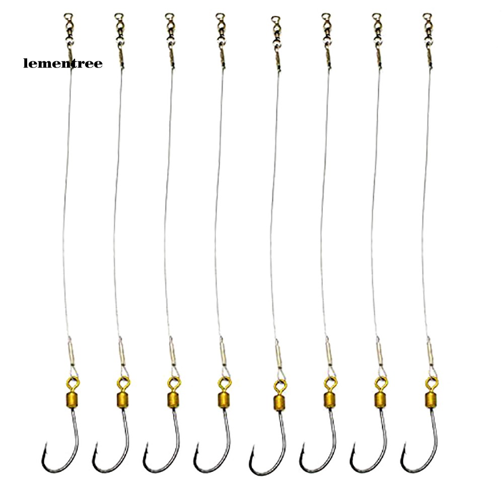 5Pcs Anti-Bite Stainless Steel Wire Leader Fishing Rigs Hooks Line