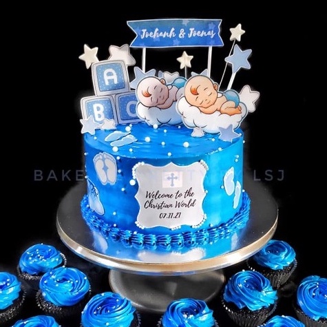 QUALITY Personalized Christening Cake / Baptismal cake topper for boy &  girl / baby christening