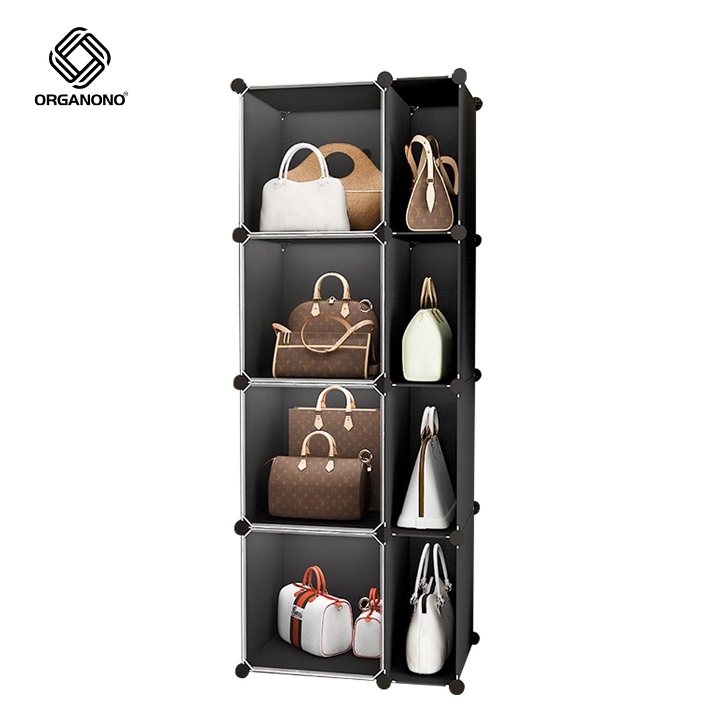 Bag Storage Cabinet DIY 3 Layers Multipurpose Stackable Bag Display Shelves  Organizer Box