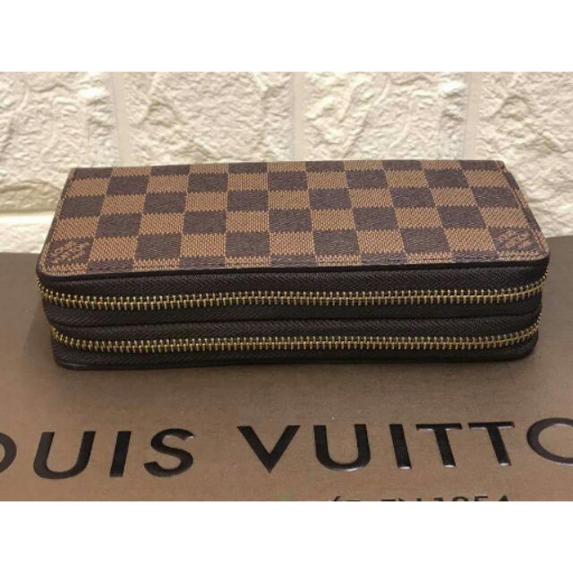 LV DAMIER EBENE DOUBLE ZIP Wallet High Quality W/ Inclusion