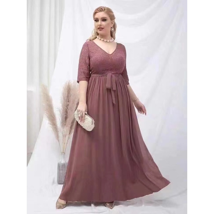 Long gown design for plus size best sale