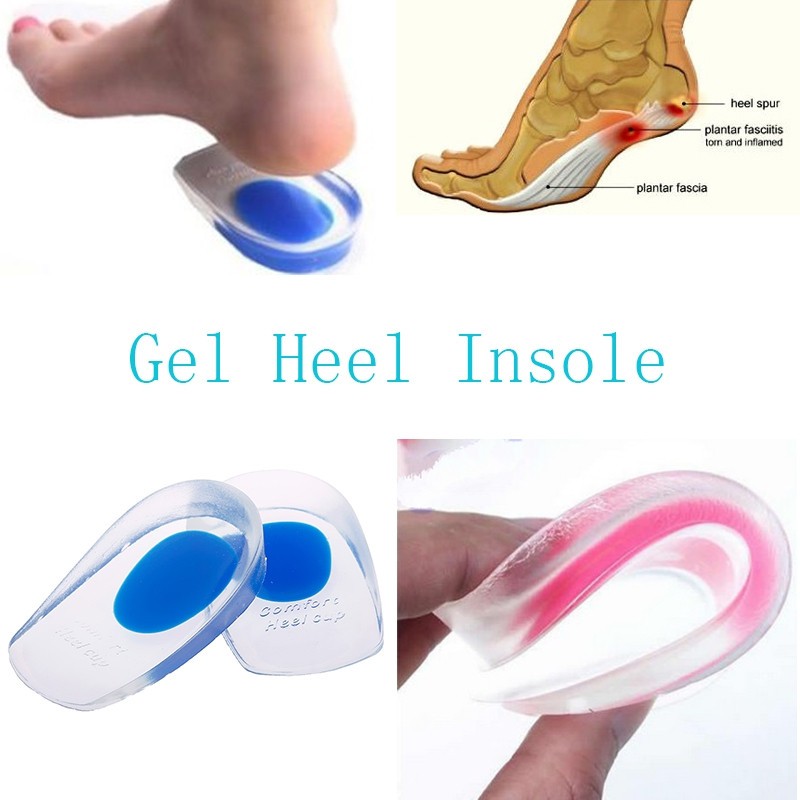 1 Pair Gel Spur Cup Pad Shoes Insole Heel Support Plantar Fasciitis Pain Relief