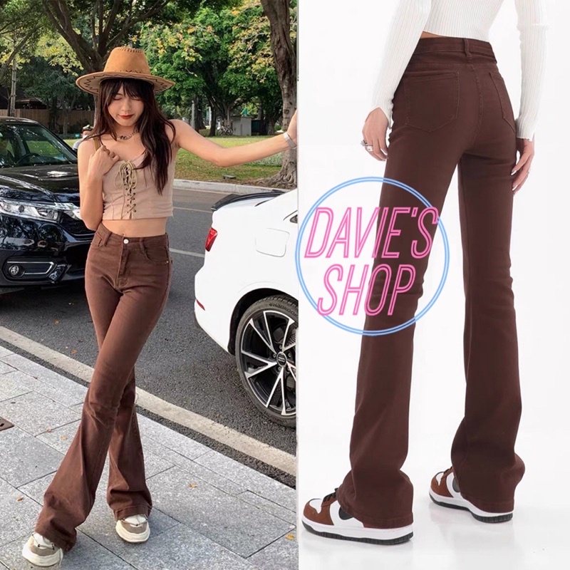 Fashion (Brown)Brown Jeans Fashion Y2K Women High Waist Stretch