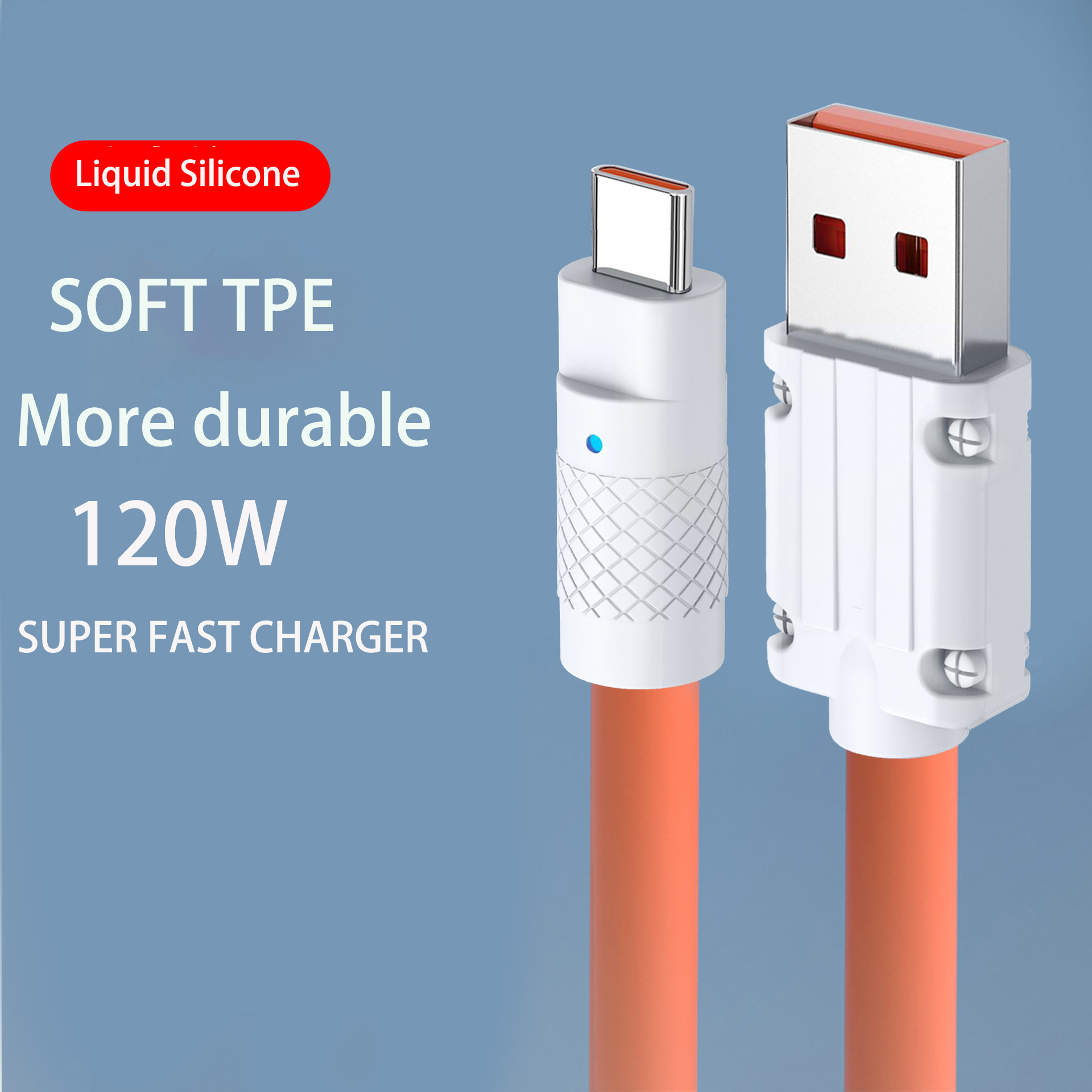Type C USB Cable,7A 100W Super-Fast Charge Cable for Huawei Mate 40 30  Xiaomi Samsung Fast Charging USB Charger Cables Data Cord(0.25CM)