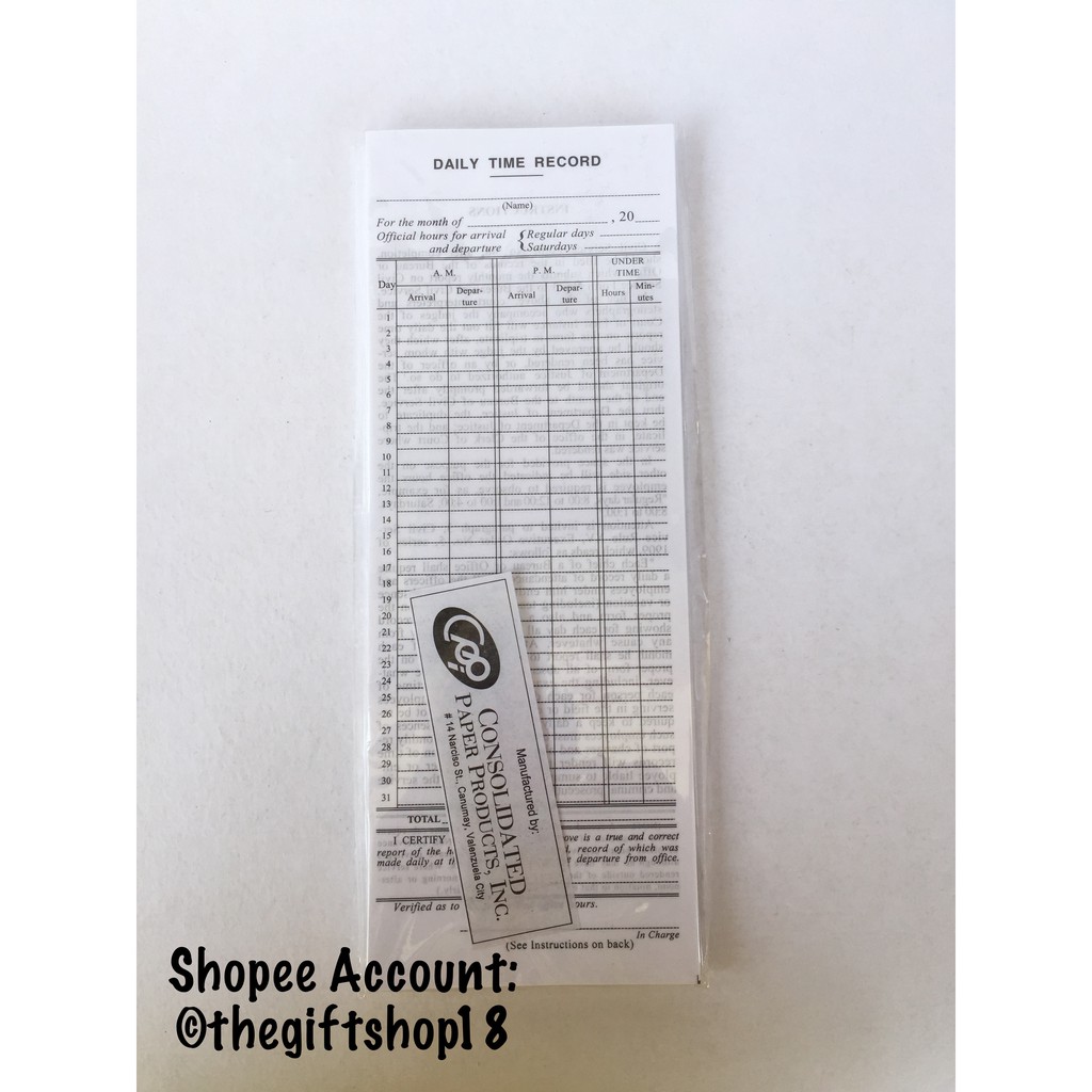 Daily time record cs form 48 40 off