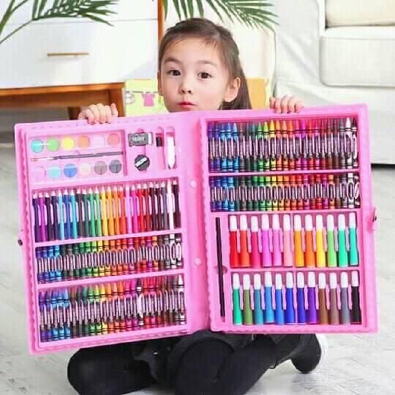 168pcs Mega Art Coloring Set Painting Set Color Set Water Color Pen Crayon  Drawing Set for Children Gifts Tools Kit