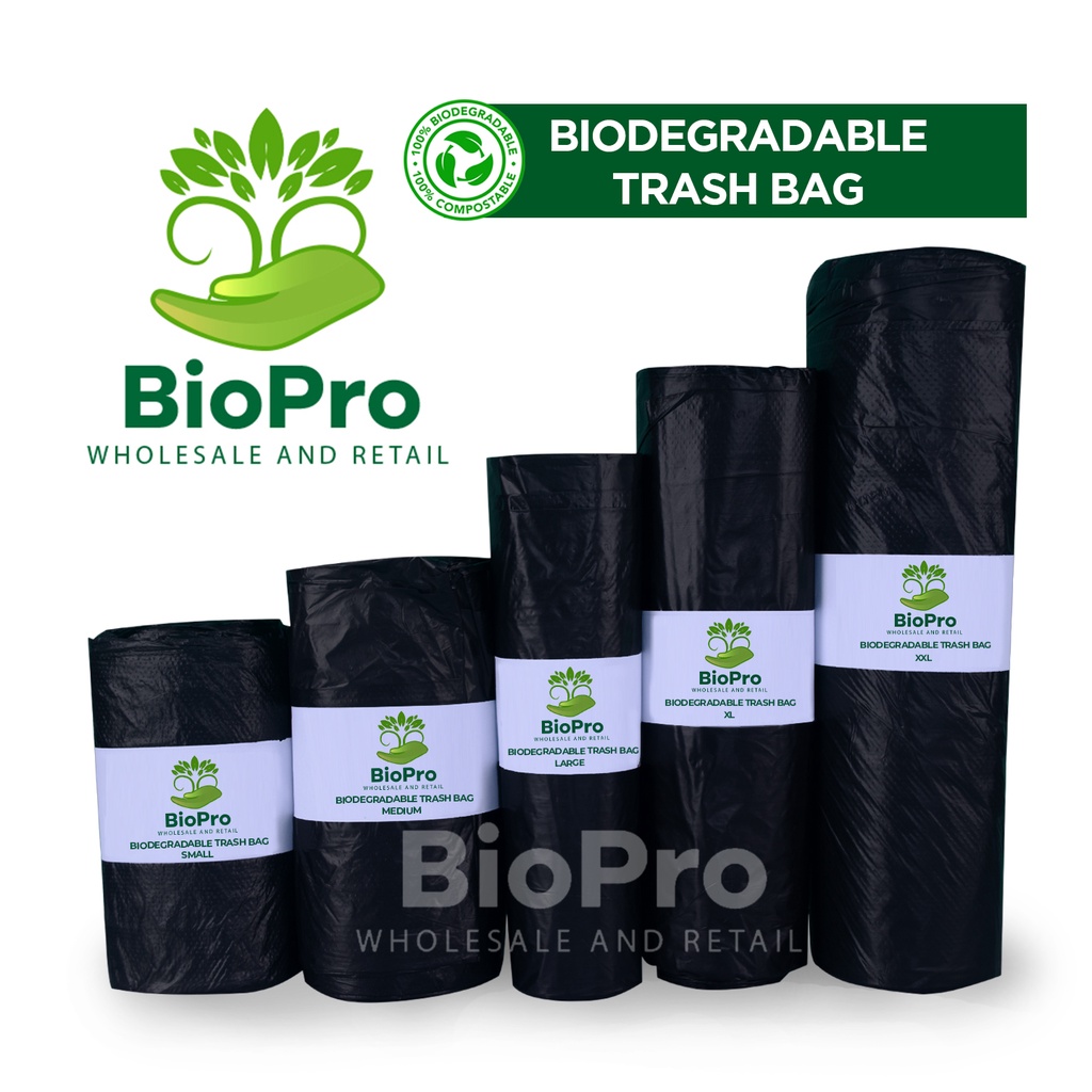 Biodegradable Garbage Bags Jumbo Size 30 Bags Per Roll Pack Of 3 Black  Color