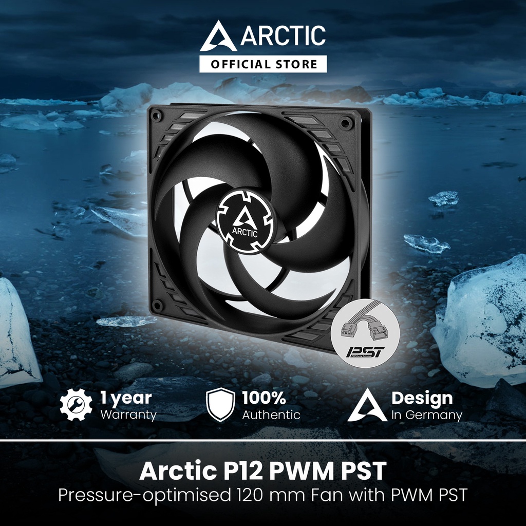 ARCTIC Cooling P12 PWM PST 120mm Pressure-optimised Case Fan with