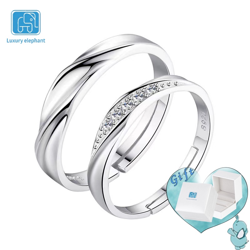 Luxury elephant Couple Ring Adjustable Promise Rings Love
