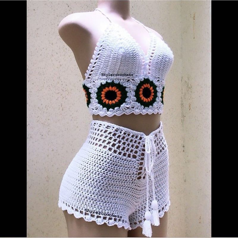 Crochet top and store shorts