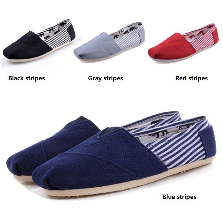 Toms Men women Canvas Shoes Lazy Loafers Couple Shoe Stripe Shopee Philippines