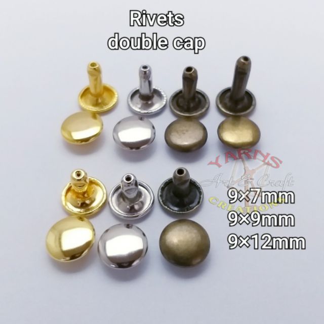 20 Sets Leather Rivets Dim Gray 8mm Double Cap Brass Rivet Studs 