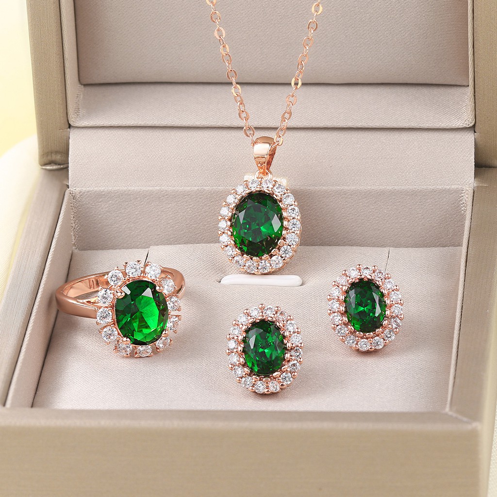 Emerald necklace and hot sale earring set