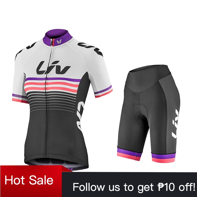 Factory Direct LIV Cycling Wear Set Women Short Sleeve Bike Shirts Pro Team Cycling  Pants Gel Padded Shorts