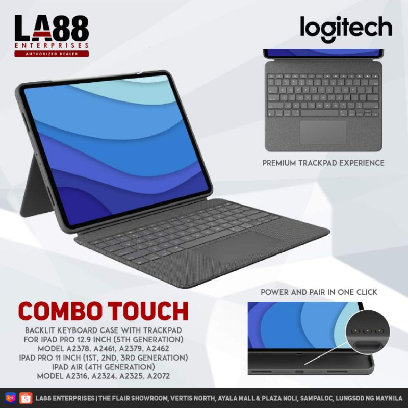 Logitech Combo Touch for IPAD AIR 4 and PRO (M1 Compatible)