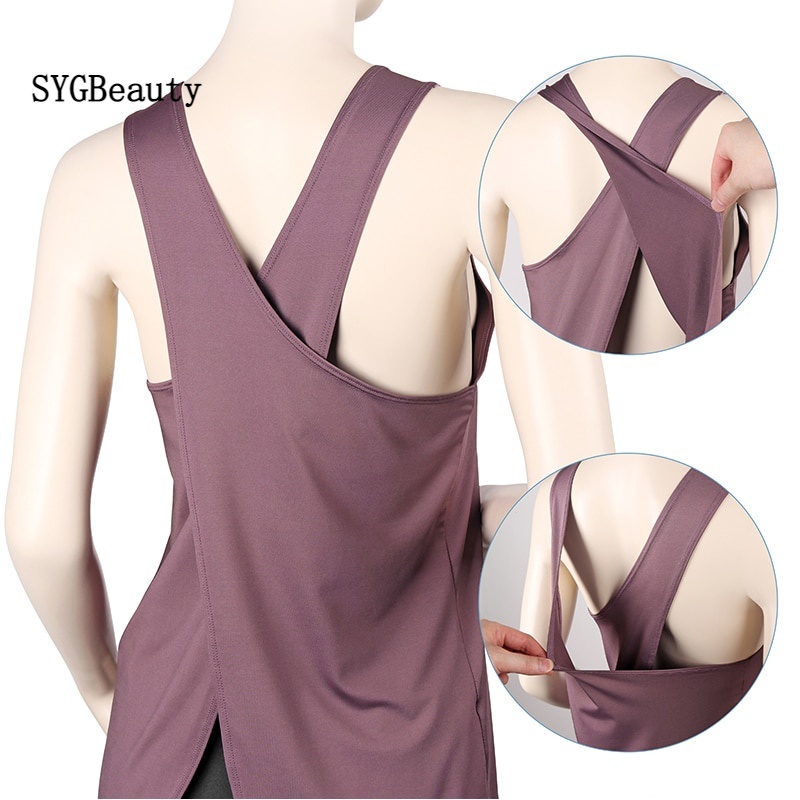 Yoga Shirt Women Gym Shirt Quick Dry Sports Shirts Cross Back Gym Top  Women's Fitness Shirt Sleeveless Sports Top Yoga Vest