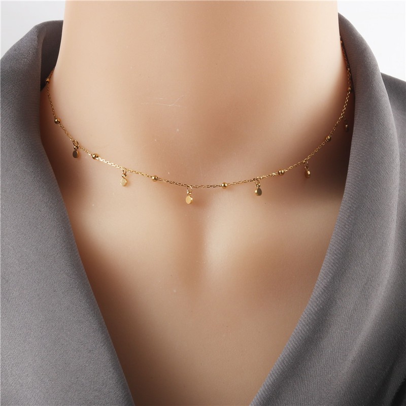 Gold bead necklace on sale choker