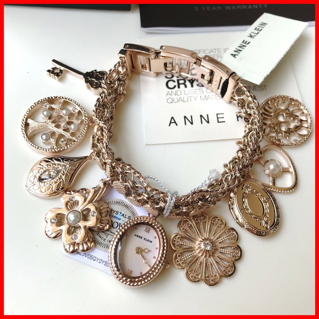 Anne klein charm bracelet watch with swarovski outlet crystals